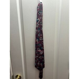 Oscar de la Renta Silk Abstract Geometric Novelty Tie Burgundy